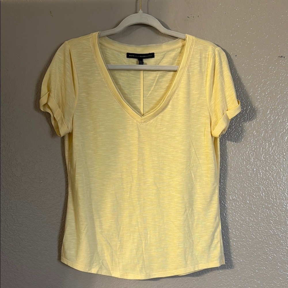 White House Black Market Yellow V-Neck